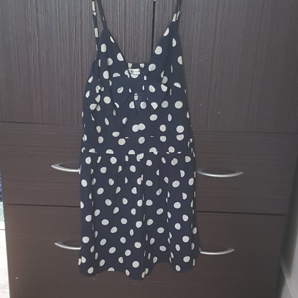 Navy Polka Dot Romper